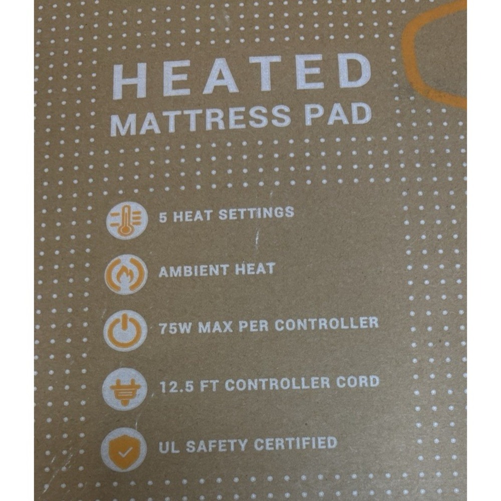 New Degrees of Comfort Dual Control California King Heated Mattress Pad White - Picture 2 of 11